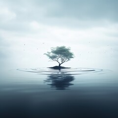 Solitary Tree in the Middle of the Ocean