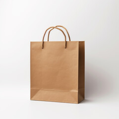 Brown paper bag on white background, Mockup for design
