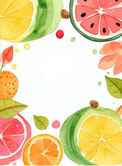 Watercolor fruits card with space for text