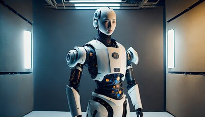 humanoid robot. New future. bright future. Romantic, beautiful. Bokeh. Generated by AI.