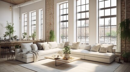 An apartment that is white and contemporary with light windows.