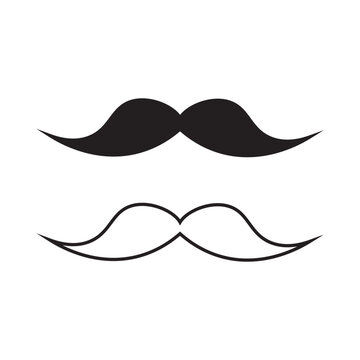 The vector illustration of mustache icon editable stroke, sign, symbol outline line button isolated on white   