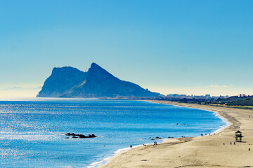 British Gibraltar rock on spanish coast. - obrazy, fototapety, plakaty