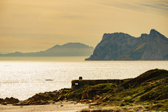British Gibraltar rock on spanish coast.