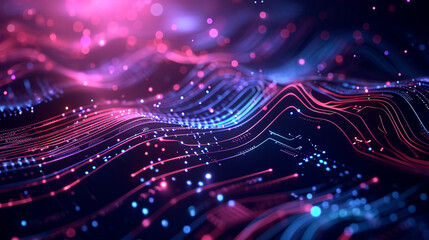 Obraz premium Dark Abstract Background With Neon Lines Forming Int Capture Wallpaper