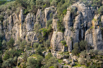 Panorama landscape of Tazı Kanyonu (aka Eagles Canyon, Tazi Canyon) and Bilgelik Vadisi (aka Wisdom Valley). Located in Köprülü Canyon National Park, Antalya, Turkey