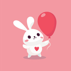 bunny with heart and balloon