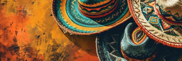 Festive Cinco de Mayo background with festive sombrero hats - Powered by Adobe