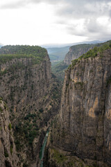 Naklejka premium Panorama landscape of Tazı Kanyonu (aka Eagles Canyon, Tazi Canyon) and Bilgelik Vadisi (aka Wisdom Valley). Located in Köprülü Canyon National Park, Antalya, Turkey
