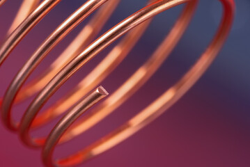 Copper wire closeup, stock market raw materials industry concept