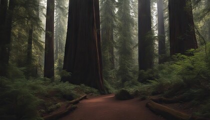 Inside California Redwood Forest 06 stock videoForest Tree Nature Aerial View