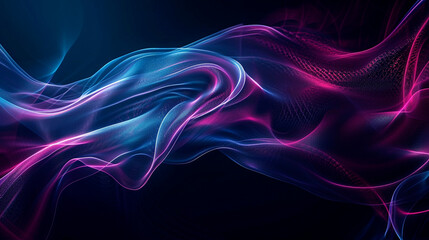 Dark Abstract Background With Neon Waves And Futuris Background