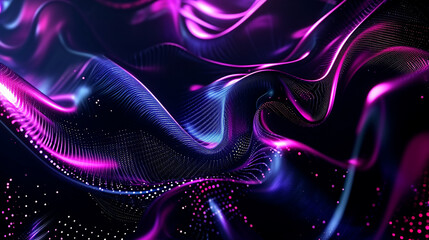 Obraz premium Dark Abstract Background With Neon Waves And Futuris Scene Technology Wallpaper