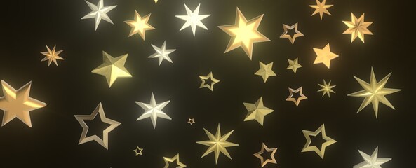 XMAS Stars - stars background, sparkle lights confetti falling. magic shining Flying christmas stars on night
