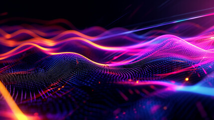 Dark Abstract Composition With Vibrant Neon Curves A Image Technology Wallpaper