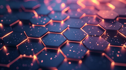 An abstract background hexagon pattern with glowing lights is a visual representation of the power of imagination. ai generated.