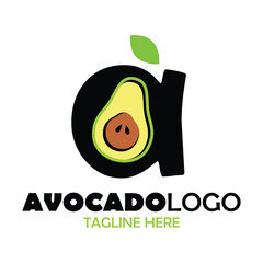 Letter A for Avocado Logo Design. Simple and Modern. Vector illustration