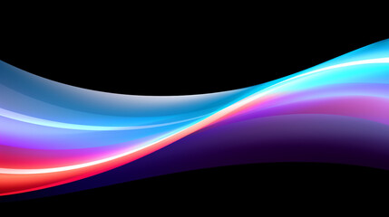 Fototapeta premium Néon effet flou, vague en mouvement, bleu électrique, violet, et rouge sur fond noir. Pour conception et création graphique, bannière.