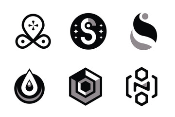 Minimalist Black Logo, Modern Minimalist Vector Logo Set, Modern Black Logo Vector