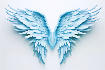 blue angel wings isolated on white background