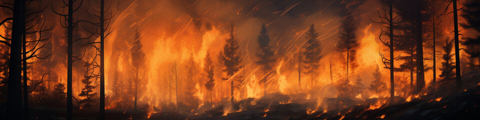 A forest fire is burning.Generative AI