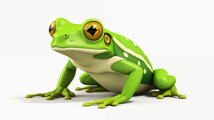 3d cartoon of tree frog on white background