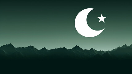 Pakistan day Resolution, national holiday, adoption of first constitution, March 23, worlds first Islamic republic, flag green and white star moon patriotic independence. banner copy space poster. - obrazy, fototapety, plakaty
