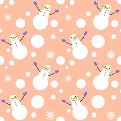 Christmas cartoon ice seamless snowman pattern for wrapping paper and fabrics and linens and kids accessories