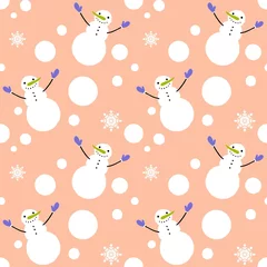 Foto auf Leinwand Christmas cartoon ice seamless snowman pattern for wrapping paper and fabrics and linens and kids accessories © Tetiana