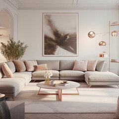cream pink  gold color theme  modern luxury decoration 
