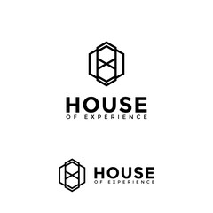 Minimalist geometric house logo design template