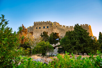 Fototapeta premium Fortifications of the Acropolis on the island of Rhodes in Greece.