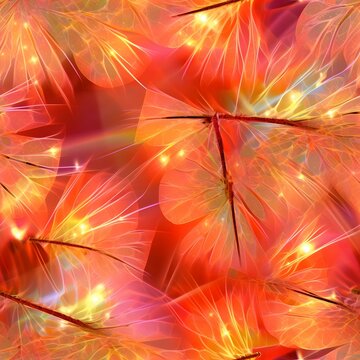 Dancing starbursts of reds and yellows. Tileable wallpaper, repeating seamless texture, pattern, crystal dragonfly wings, macro photography, ray tracing, unreal engine, delicate, eligant, subtle