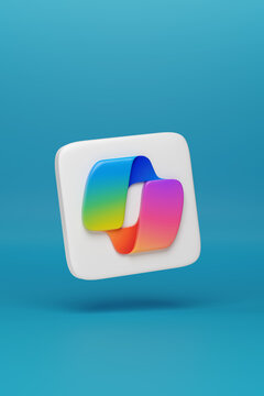 Buenos Aires, Argentina - January 7th, 2024: Copilot logo icon isolated on blue background. 3d illustration.