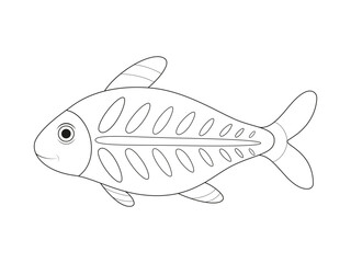 X-ray fish vector illustration. Sea animal coloring book or page for children.