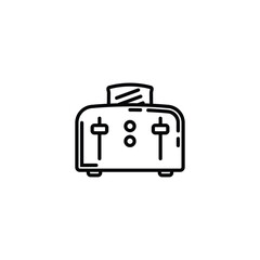 Original vector illustration. A contour icon. An electric appliance designed for fast toasting of flat pieces of bread. The toaster. A design element.