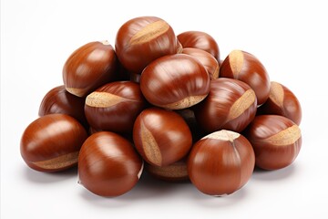 Obraz premium Vibrant Close-Up of Fresh, Ripe and Sweet Edible Chestnuts.
