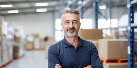 Fototapeta premium Logistikmitarbeiter im Warenlager