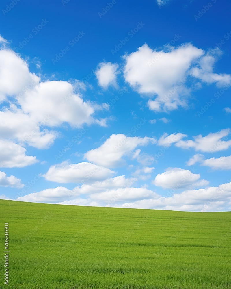 Canvas Prints green field under blue sky with white clouds