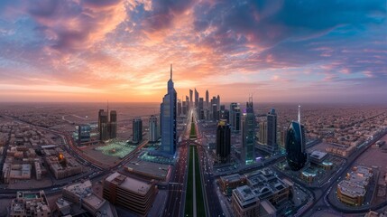 Aerial panorama of downtown of Riyadh city, Al Riyadh, Saudi Arabia