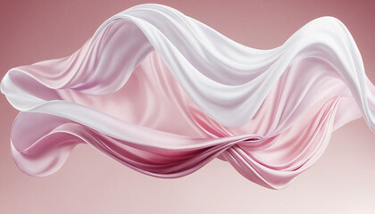 Ethereal silk pastel cloth floating in the air. Mock up template for product presentation. 3D...