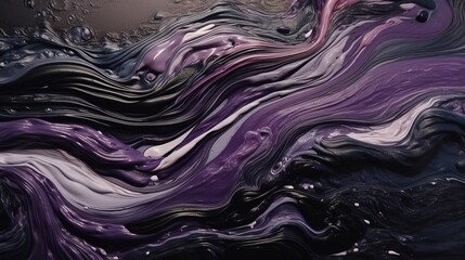 Abstract black and purple acrylic painted fluted 3d painting texture luxury background banner on canvas - Purple and black waves swirls. Decor concept. Wallpaper concept. Art concept. 3d concept. - obrazy, fototapety, plakaty