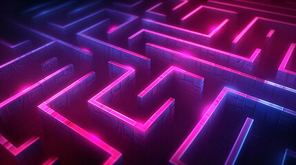 Mesmerizing Maze Of Neon Lines On A Mysterious Dark Image Wallpaper