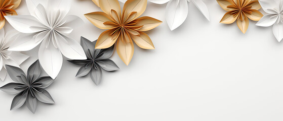 Sophisticated Abstract Floral Paper Art on a White Background