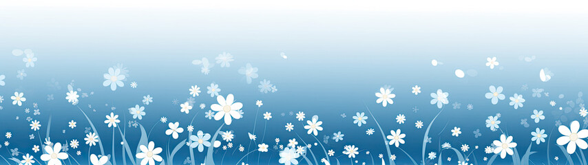 Ethereal Blue Floral Background with Gentle White Daisies