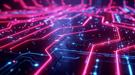 Obraz premium Mesmerizing Maze Of Neon Patterns On A Dark Surface Capture Technology Wallpaper