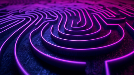 Neon Circles And Lines Merging Into An Intricate Maz Capture Technology Wallpaper