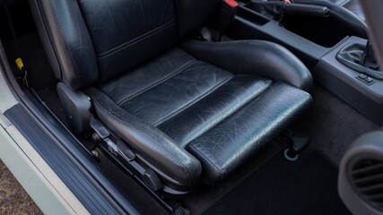 Black leather passenger seat bottom