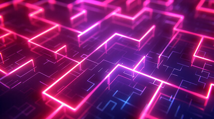 Obraz premium blue neon abstract technology inspired dark wallpaper background
