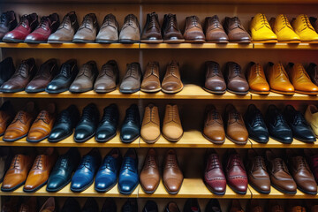 Boutique showcases a stylish collection of classic leather footwear, offering elegance and variety for every taste.